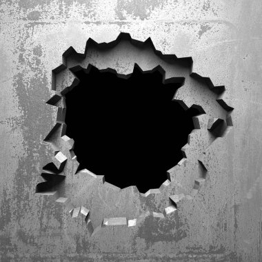 Karanlık kırık kırık hole beton duvar