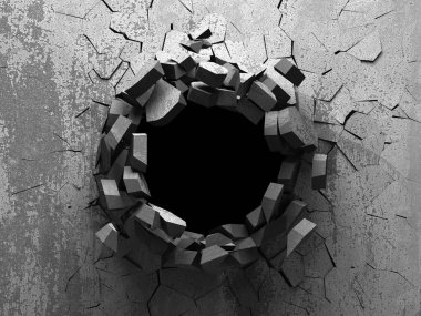 Karanlık kırık kırık hole beton duvar