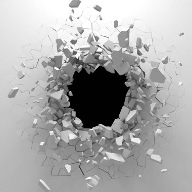 Karanlık imha beyaz taş duvarı kırık