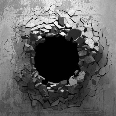 Karanlık kırık kırık hole beton duvar