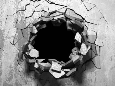 Karanlık kırık kırık hole beton duvar