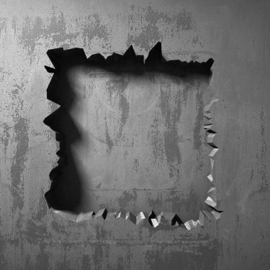 Karanlık kırık kırık hole beton duvar
