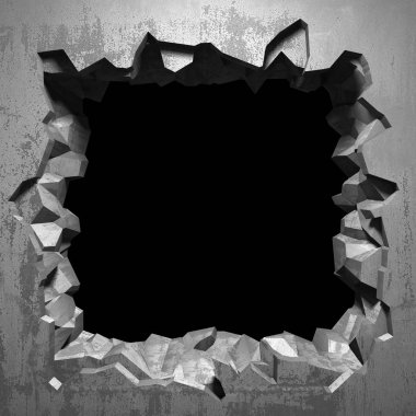 Karanlık kırık kırık hole beton duvar