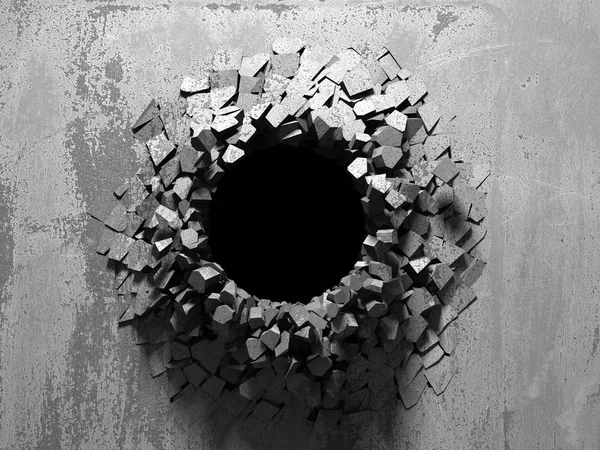 Тёмное треснувшее отверстие в бетонной стене — стоковое фото