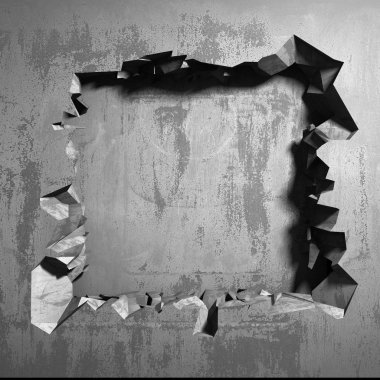 Karanlık kırık kırık hole beton duvar