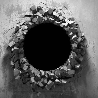 Karanlık kırık kırık hole beton duvar