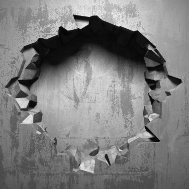 Karanlık kırık kırık hole beton duvar