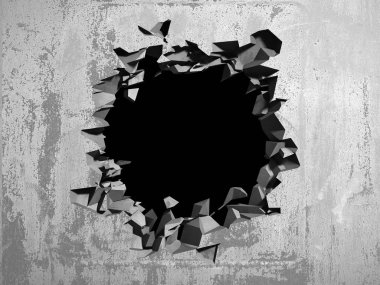 Karanlık kırık kırık hole beton duvar
