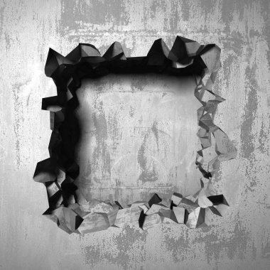 Karanlık kırık kırık hole beton duvar