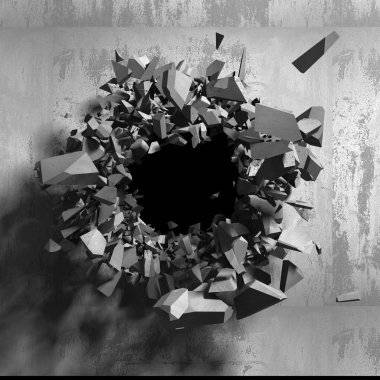 Karanlık kırık kırık hole beton duvar