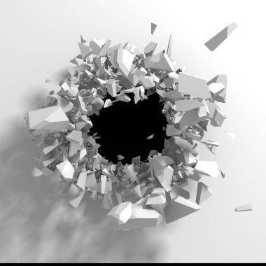 Karanlık imha beyaz taş duvarı kırık