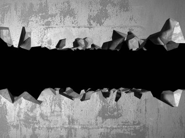 Karanlık kırık kırık hole beton duvar