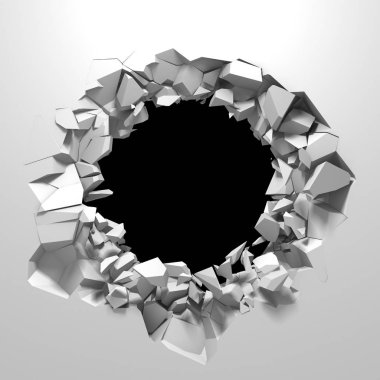 Karanlık imha beyaz taş duvarı kırık