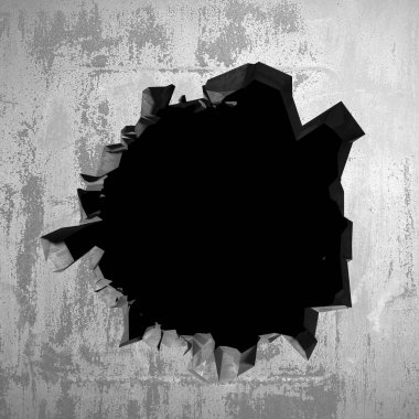 Karanlık kırık kırık hole beton duvar