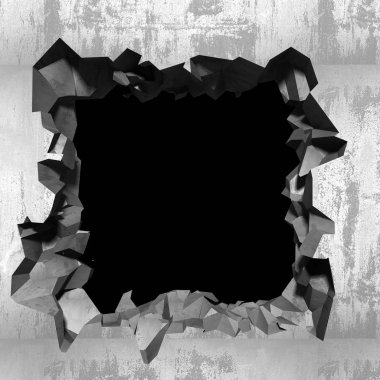 Karanlık kırık kırık hole beton duvar