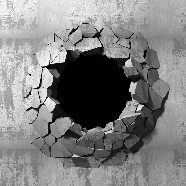 Ciemny pęknięty podziale otwór w ścianie betonowej — Zdjęcie stockowe
