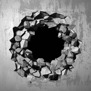Karanlık kırık kırık hole beton duvar