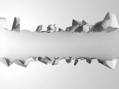 Karanlık imha beyaz taş duvarı kırık