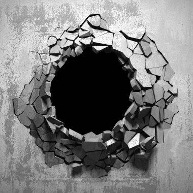 Karanlık kırık kırık hole beton duvar