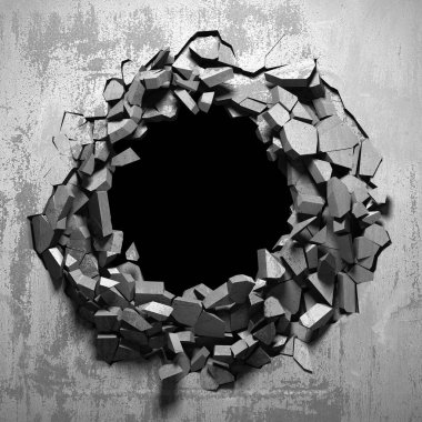 Karanlık kırık kırık hole beton duvar