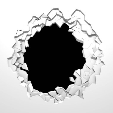 Karanlık imha beyaz taş duvarı kırık