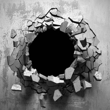 Karanlık kırık kırık hole beton duvar