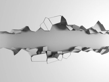 Karanlık imha beyaz taş duvarı kırık