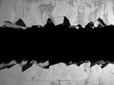 Karanlık kırık kırık hole beton duvar