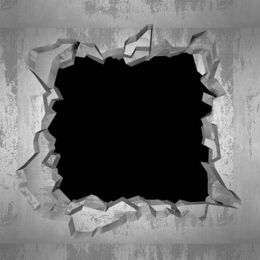 Karanlık kırık kırık hole beton duvar