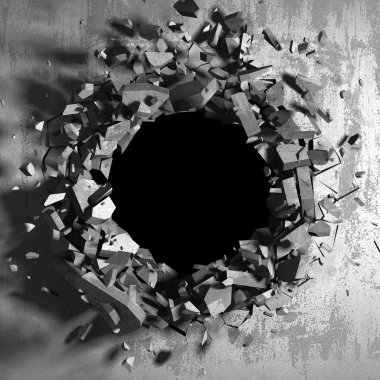 Karanlık kırık kırık hole beton duvar