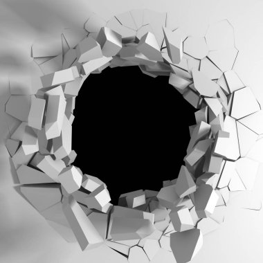 Karanlık imha beyaz taş duvarı kırık