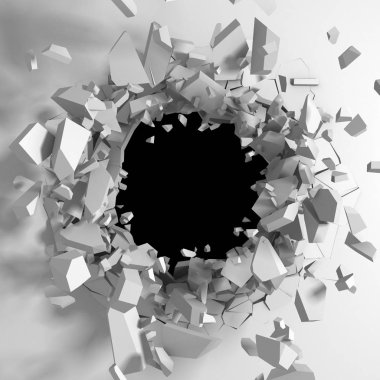 Karanlık kırık kırık hole beton duvar