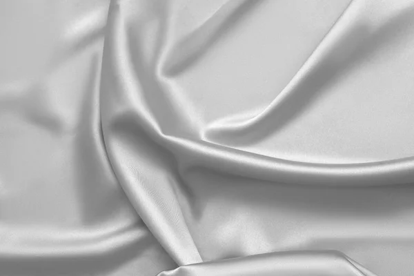 Hullámzott fehér selyem szövet ruha szatén hullámok háttér — Stock Fotó