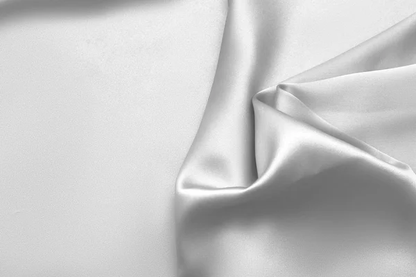 Rippled white silk fabric satin cloth waves background — Stock Photo, Image