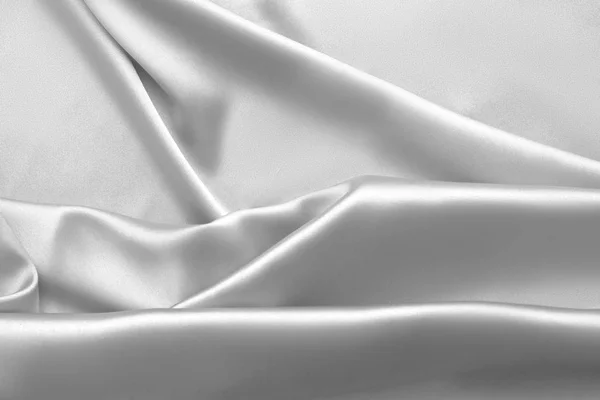 Rippled white silk fabric satin cloth waves background — Stock Photo, Image