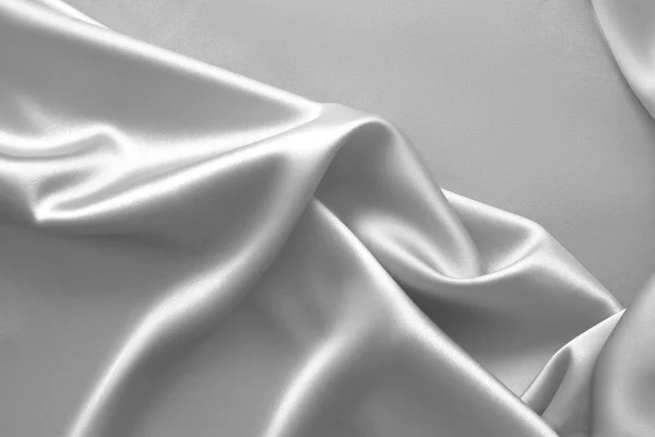 Rippled white silk fabric satin cloth waves background — Stock Photo, Image