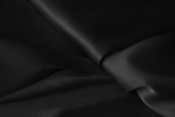 Tecido de pano de pano de seda brilhante ondulado de luxo preto ondulado — Fotografia de Stock
