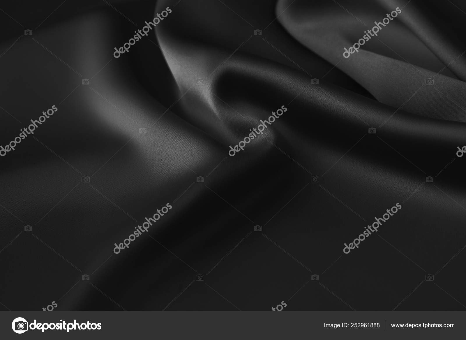 Black Luxury Wavy Rippled Glossy Silk Drapery Cloth Fabric Stock