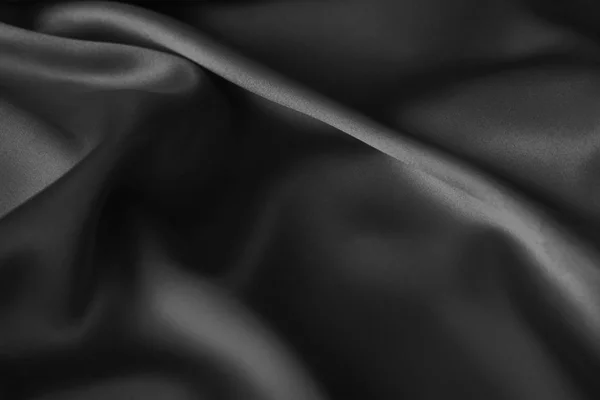 黑色豪华波浪波纹有光泽的丝绸窗帘布织物 — 图库照片