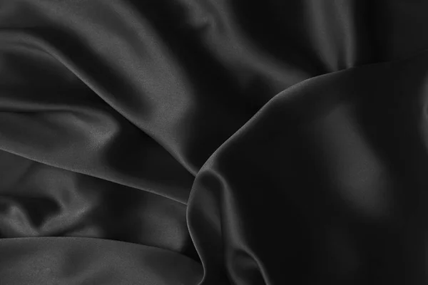 Black luxury wavy rippled glossy silk drapery cloth fabric