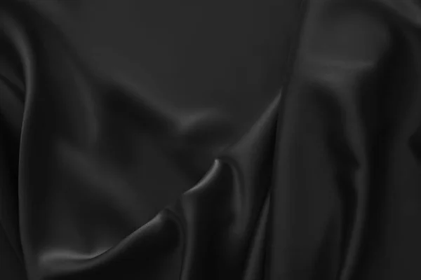 Black luxury wavy rippled glossy silk drapery cloth fabric
