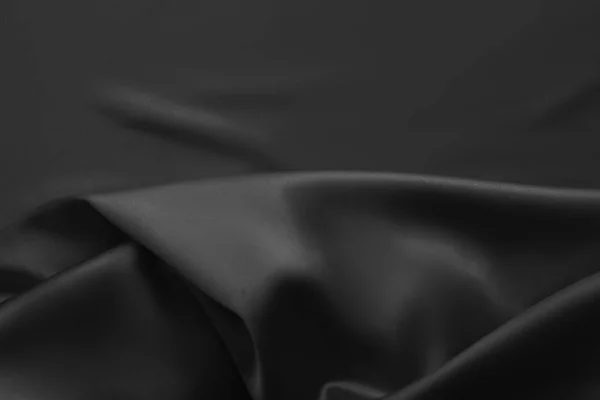 Černé luxusní vlnité vlnitý lesklé hedvábné závěsy tkanina tkaniny — Stock fotografie