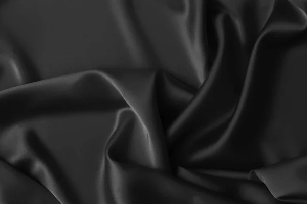 Black luxury wavy rippled glossy silk drapery cloth fabric