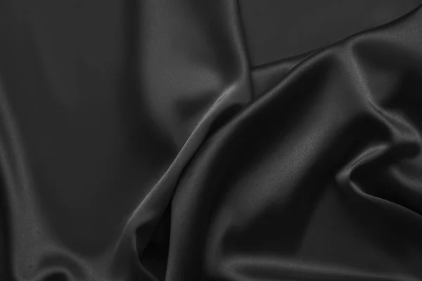 Black luxury wavy rippled glossy silk drapery cloth fabric