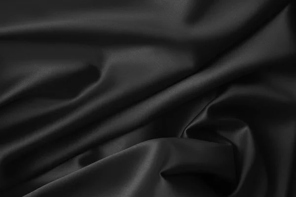 黒高級波状波状光沢のあるシルク カーテン布生地 — ストック写真