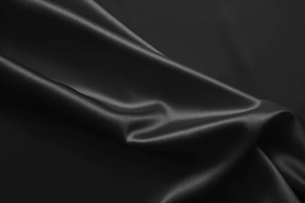 Чорна розкішна хвиляста рвана глянсова шовкова тканина — стокове фото