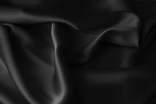 Negru lux ondulat lucios matase draperie pânză tesatura — Fotografie, imagine de stoc