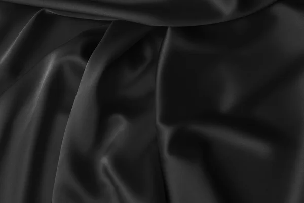 Black luxury wavy rippled glossy silk drapery cloth fabric