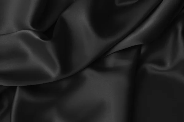Hitam mewah bergelombang rippled mengkilap kain kain kering — Stok Foto
