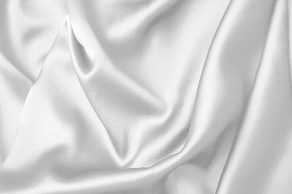 Rippled white silk fabric satin cloth waves background — Stock Photo, Image